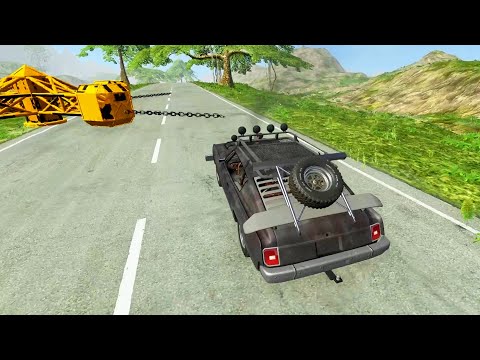 Cars vs Large Spinner with Chain #2 - BeamNG Drive