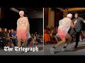 Prankster tackled by security walking the runway during New York Fashion Week