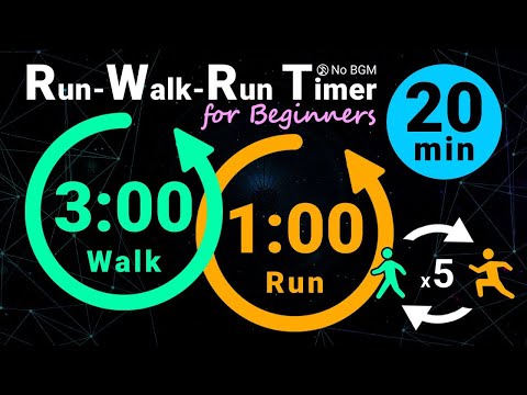 20-Minute Run-Walk-Run Timer: 3min Walk / 1min Run (No Music)