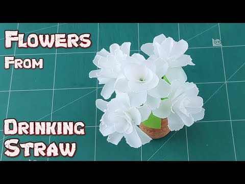 DIY Drinking Straw Crafts Idea | How to Make Fold Beautiful Flower From Plastic Tubes Tutorial Ep.14