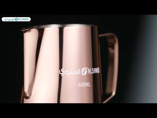 ابريق لصنع رغوة الحليب مع ميزان حرارة مدمج 600 مل - يحافظ على حرارة المشروب، سهل التنظيف، يتيح معرفة درجة الحرارة بدقة،ضمان سنتان