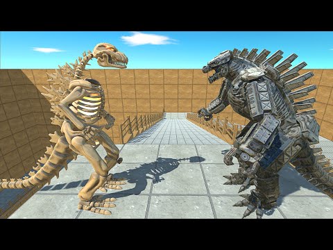 MECHA GODZILLA VS GODZILLA SKELETON DEATH RUN - Animal Revolt Battle Simulator