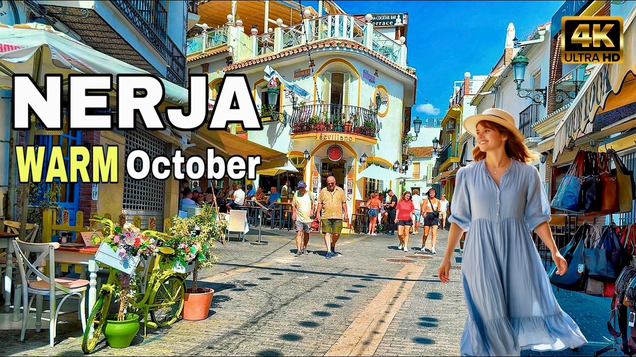 NERJA Spain: Warm October... It's Feria Season! | The Ultimate Spanish Streets Guide [4K]