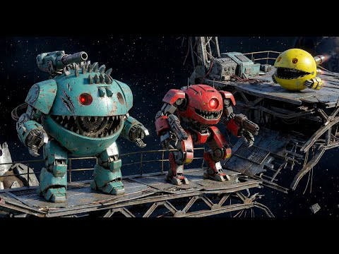 Pacman Teams Up with Rolling Robot to Outsmart Enemies Inside a Giant Mechanical Maze
