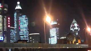 Taxi ride at night on Shanghai freeway