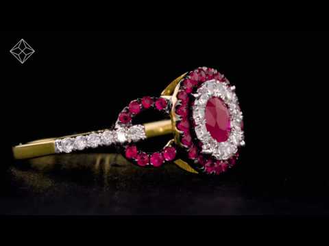 0.90ct Ruby and Diamond Cirlces Ring in 18K White Gold Version - Asteria Collection - FT99-TY