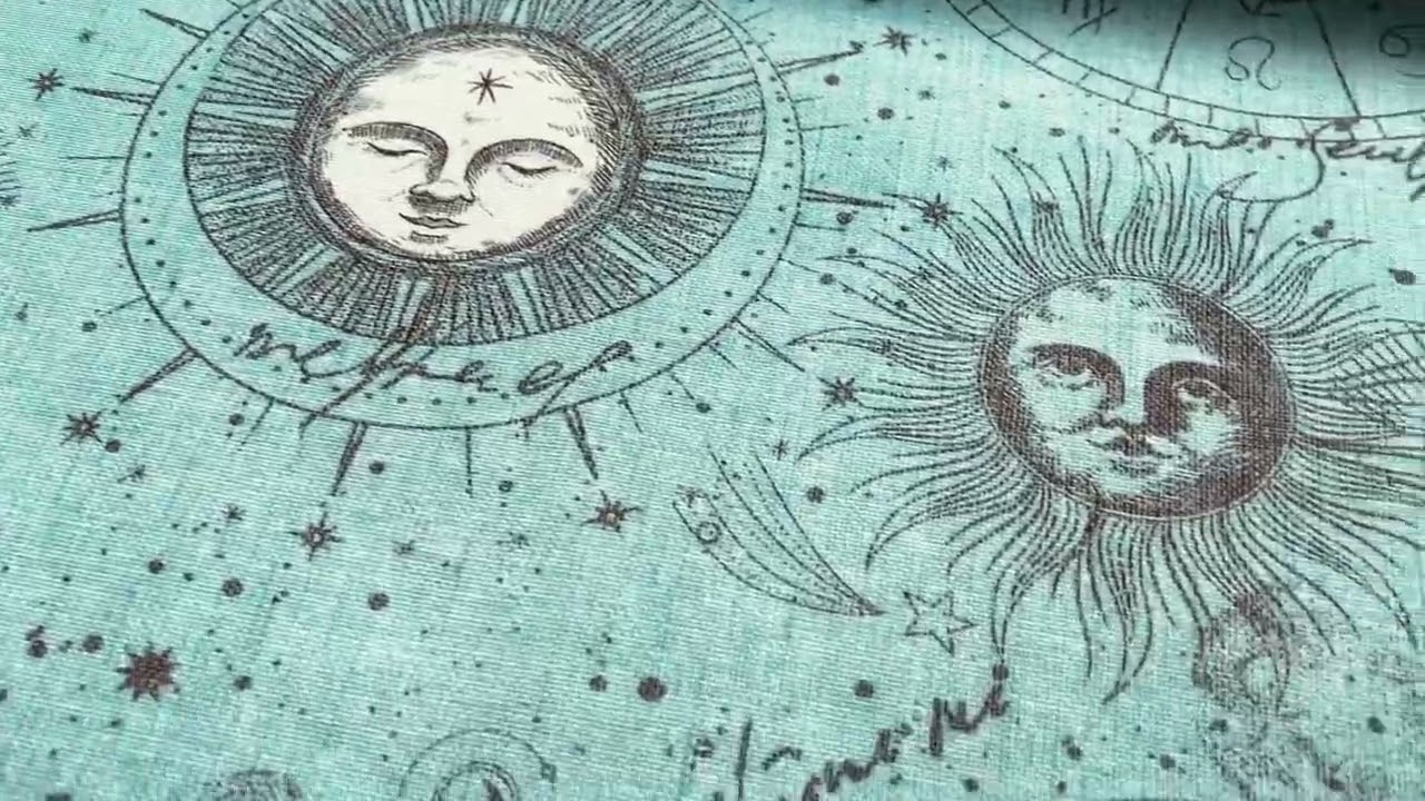 Zodiac Print Fabric Sky Stars Galaxy Space Astrology Horoscope Sun Moon Celestial Curtains Dress