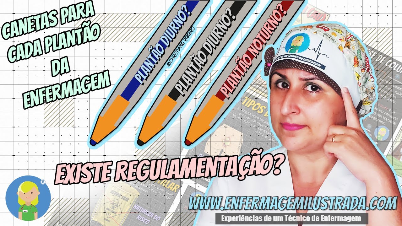 CANETAS nos Registros de Enfermagem: Azul e Preto para DIURNO, Vermelho para NOTURNO