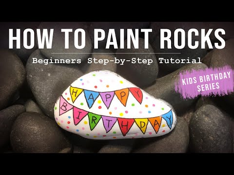 How To  Paint Rocks Step By Step | Bunting | Kid's Birthday Treasure Hunt Ideas |