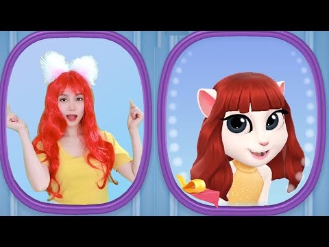 Imitating Angela Dyeing Her Hair Red Very Pretty - My Talking Angela 2 In Real Life