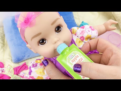 Honestly Cute Baby Doll from Target Changing into her Outfits with Snacks Video