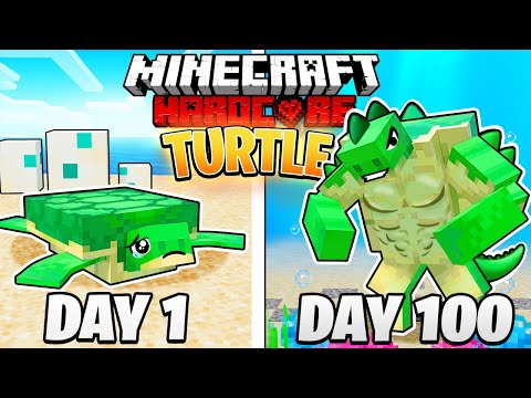 I Survived 100 DAYS as a TURTLE in HARDCORE Minecraft!