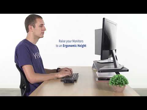 TB152 / Soporte Elevador para 2 Monitores - Estante de Escritorio con Abrazadera
