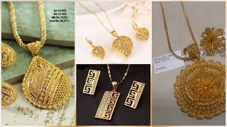 Daily Wear Gold Pendant Designs With Earrings For 