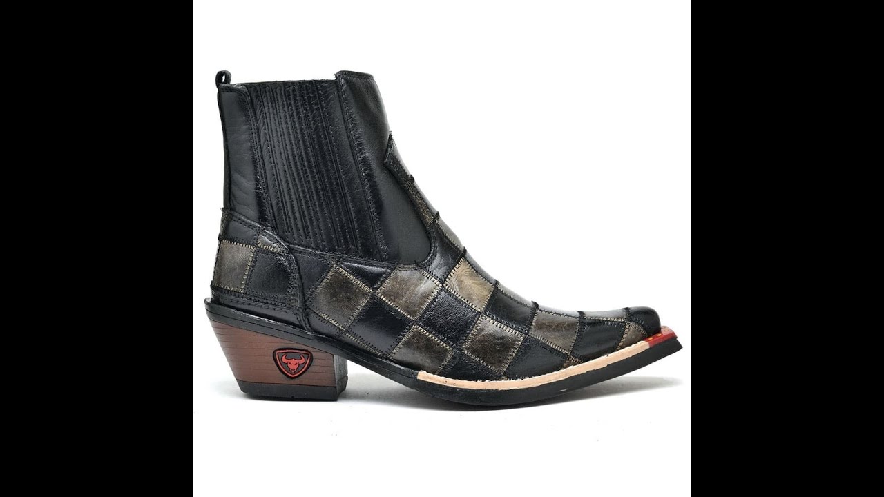 Bota Texana Xadrez Palha Masculina Country Bico Fino Em Couro Nobre | 3006-XADREZPALHA-FAK