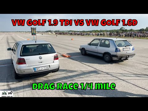 VW GOLF 1.9 TDI ASZ vs VW GOLF 1.6D 1Z drag race 1/4 mile 🚦🚗 - 4K UHD