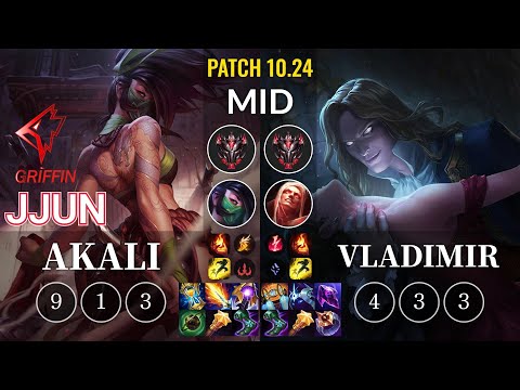 GRF jjun Akali vs Vladimir Mid - KR Patch 10.24