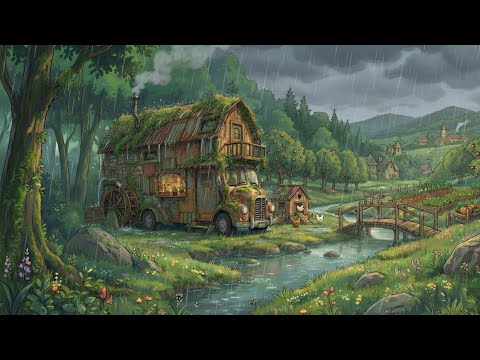Peaceful Family Life in the Forest Rain I Ghibli Silent Days