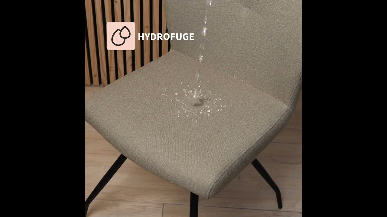 Chaise de salle à manger scandinave Fenris en tissu recyclé beige