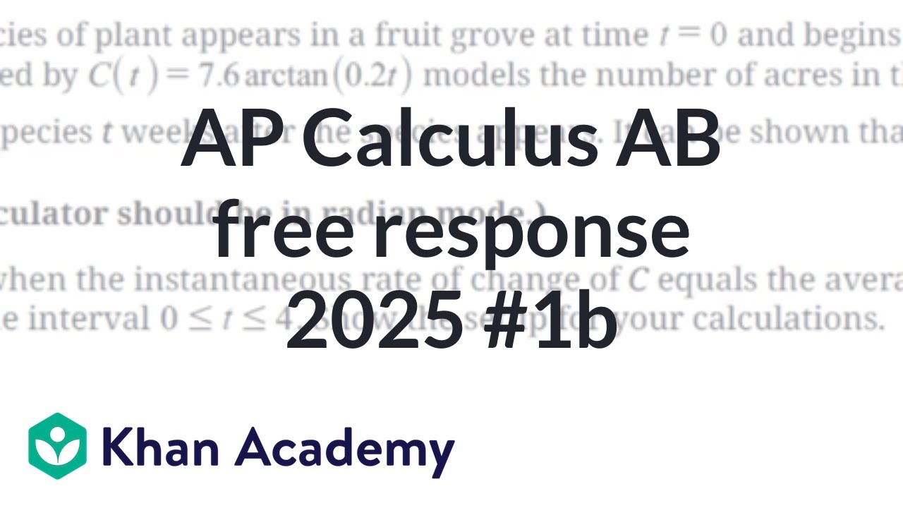Determining when first derivative equals average rate of change, 2025 Calculus AB | Khan Academy