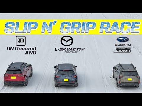 AWD Battle! Forester Symmetrical AWD vs CX-50 E-Skyactiv vs Equinox RS AWD. Slip N' Grip