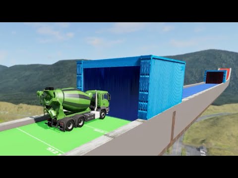 Truck Man TGS | Funny Car Vs Portal Trap With Slide Color - BeamNG.Drive