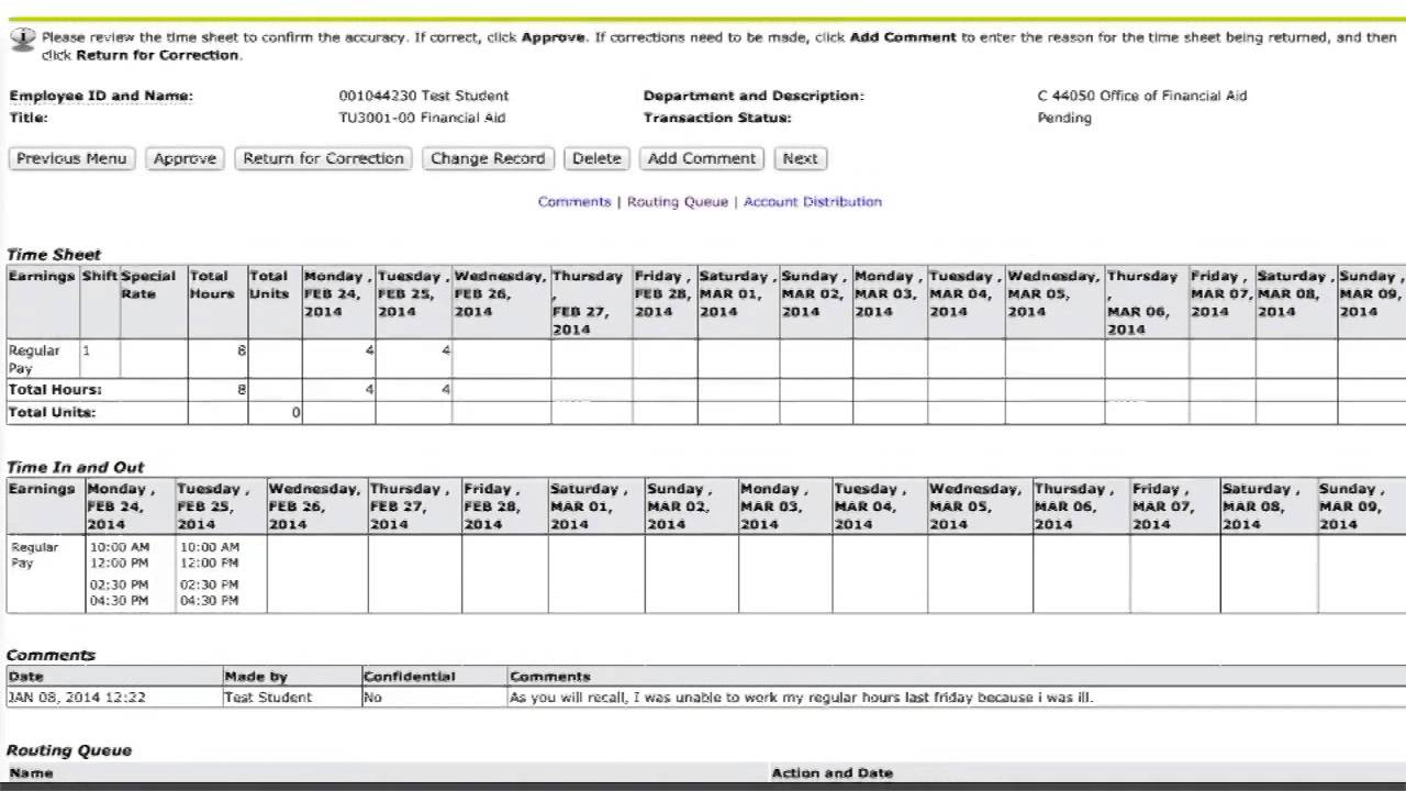 Web Time Entry - Student Supervisor Overview