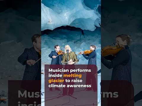 Musician performs inside melting glacier to highlight climate crisis | AJ #shorts