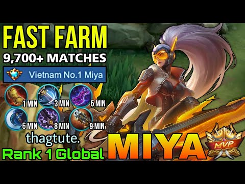 Fast Farming Miya 9 Min Full Build! - Top 1 Global Miya by thagtute. - Mobile Legends