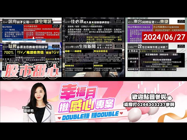 06/27【甜心盤後影音】金龍年累計21支漲倍股，訊聯基因榮登漲倍股－一詮．鈦昇．佳必琪．商丞．慧智．訊舟．均豪