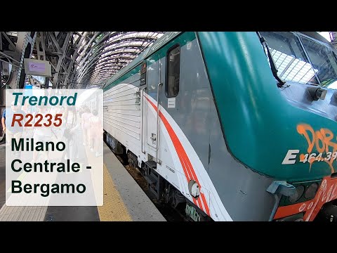 Trenord local train from Milano Centrale to Bergamo.