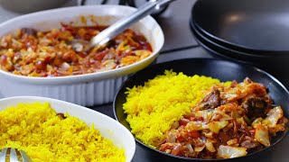 Cook Classic Ghanaian Beef Cabbage Stew With Coconut Yellow Rice With Me!