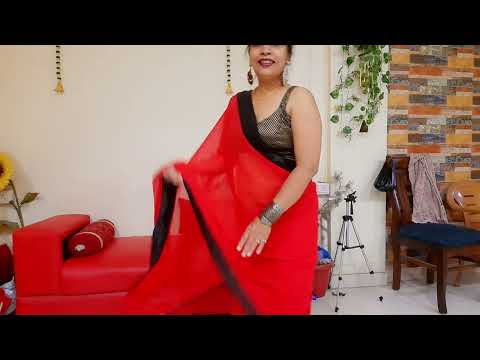 Red Saree Sleeveless Blouse