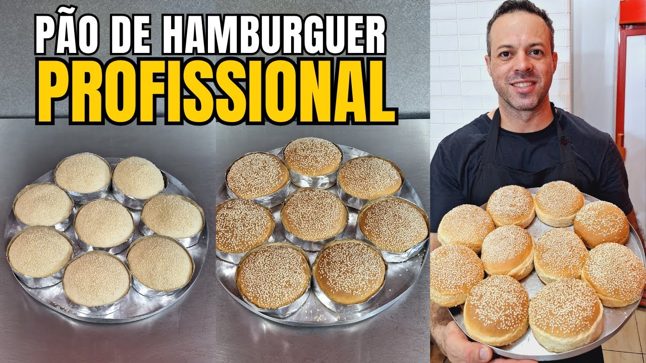 COMO FAZER PÃO DE HAMBÚRGUER I PÃO DE HAMBURGUER PROFISSIONAL I Pão de hambúrguer para delivery