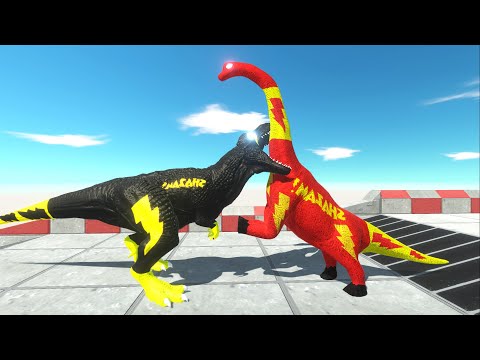 SHAZAM BRACHIOSAURUS vs SHAZAM T-REX DEATH RUN - Animal Revolt Battle Simulator