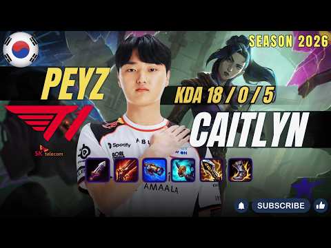 T1 Peyz CAITLYN ADC vs ZIGGS - Patch 26.3 KR Ranked | lolrec
