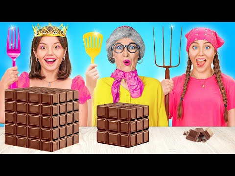 PROVOCARE CU ALIMENTE MARI VS MEDII VS MICI || Trucuri secrete simple și gadgeturi, marca 123 GO!