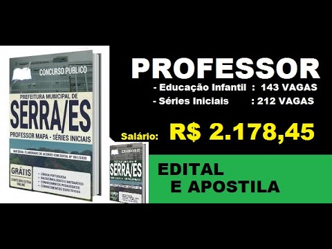 Edital Apostila Concurso Prefeitura de Serra ES 2020 Professor Infantil e séries iniciais