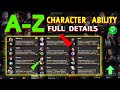 AtoZ All Characters Ability 2024 Free Fire All Characters Ability Full Details Character Ability