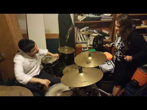 Elisha Klatzko and Libby Schwartz - awesome jam on the drums at the Klatzko's!!