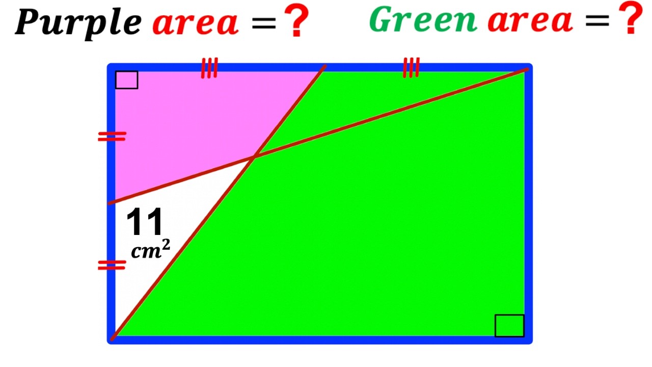 Can you find area of the Purple and Green shaded Triangles? | (Rectangle) | #math #maths | #geometry