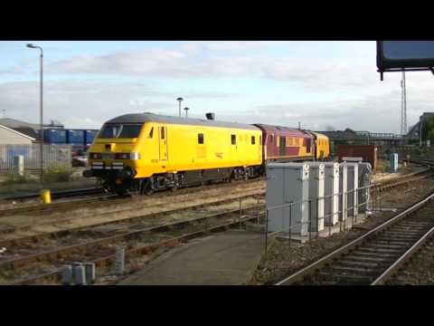 EWS 67030 and Network Rail DVTs 82129 and 82111 at Derby