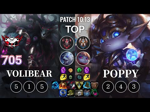 JDG 705 Volibear vs Poppy Top - KR Patch 10.13