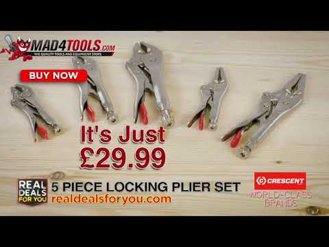 Crescent Locking Pliers Set 5 Piece (Curved Jaw & Long Nose)