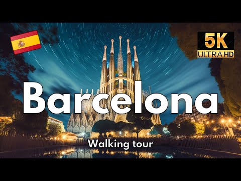 ¡BARCELONA! [5K] 💃 Paseo a pie por Cataluña | España ✅ | ¡Con subtítulos!