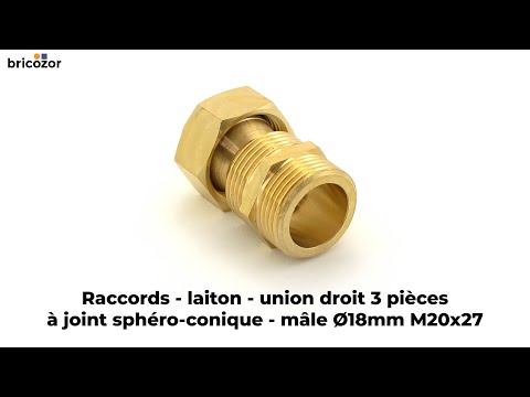 Raccords - laiton - union droit 3 pièces - mâle à joint sphéro-conique BRICOZOR