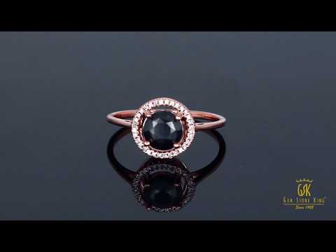 10K Rose Gold 1.23 Ct Round Black Diamond White Created Sapphire Ring by Gem Stone King