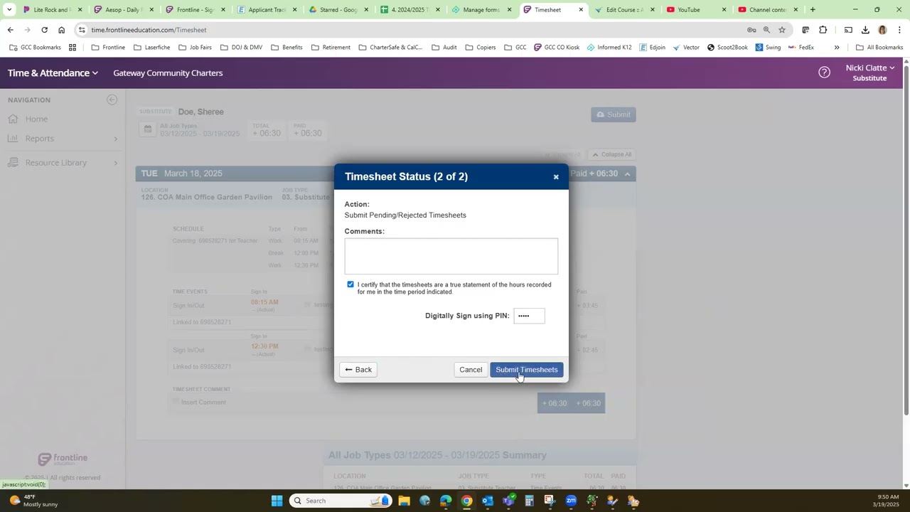 Submitting Timesheets-Substitutes