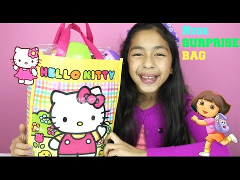 Huge Hello Kitty Surprise Bag|Dora the Explorer Activity Kit| Surprise Egg|B2cutecupcakes Video