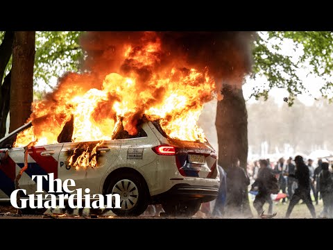 Police use water cannon at rightwing demonstration in the Netherlands
